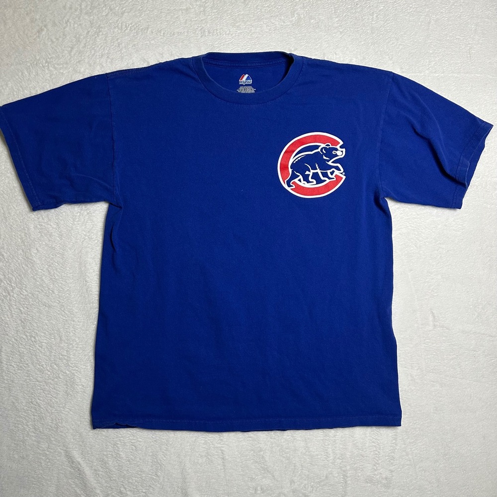 Chicago Cubs MLB Majestic T-Shirt Large Blue Walking Bear Logo Baseball Tee